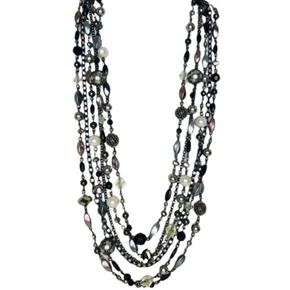 Lia Sophia KATIE Necklace Layered Multi-Strand Beaded On Chain Retired - Picture 2 of 10